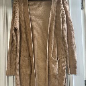 Expressions Women's Beige Waffle-Knit Cardigan